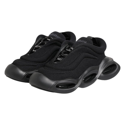 Dolce &amp; Gabbana Black Slip On Low Top Wave Sneakers Shoes