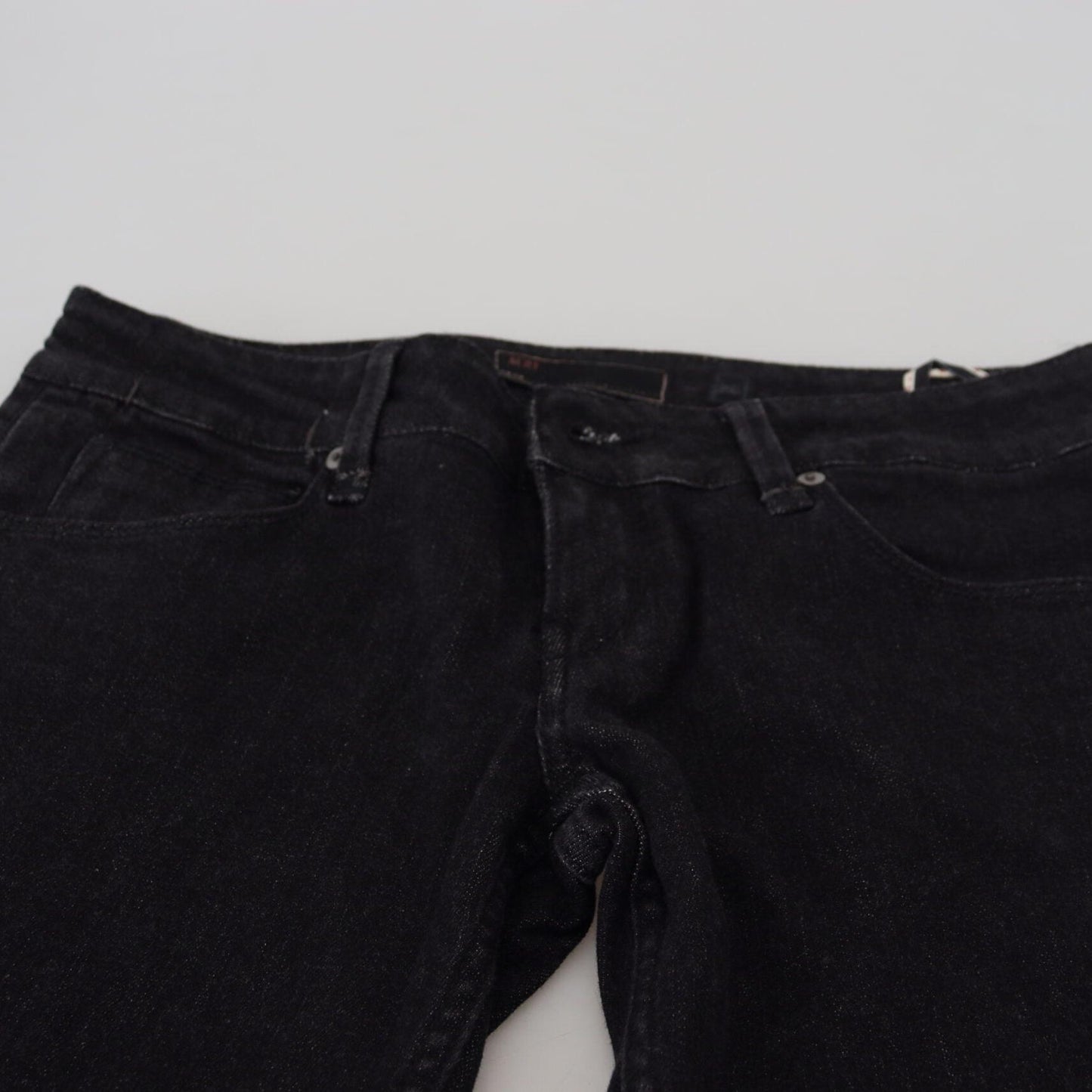 Acht Black Low Waist Slim Fit Cotton Denim Jeans