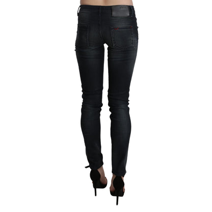 Acht Black Washed Low Waist Skinny Denim Trouser