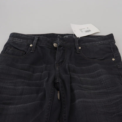 Acht Black Washed Low Waist Slim Fit Cotton Denim Jeans