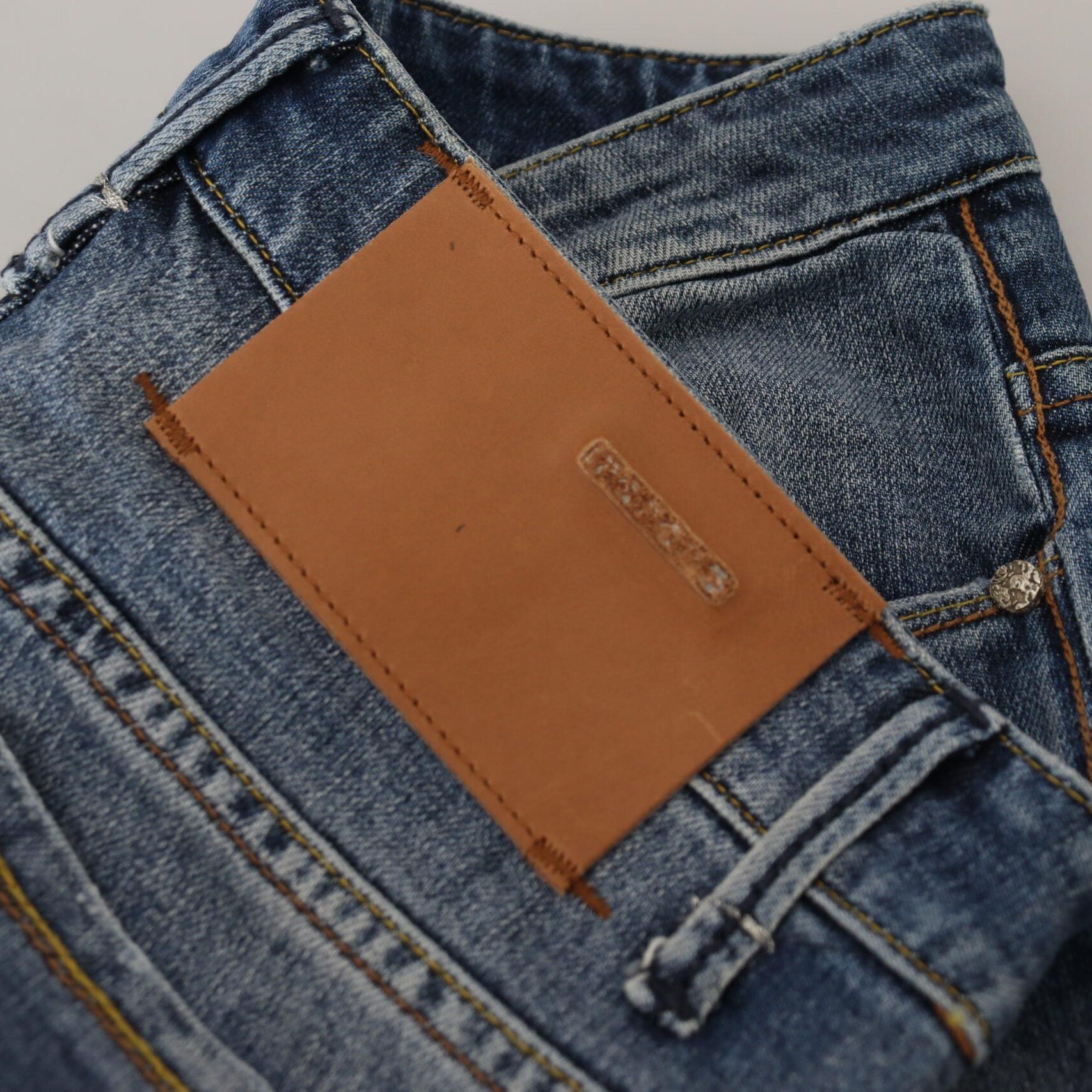 Acht Blue Washed Cotton Low Waist Women Casual Jeans