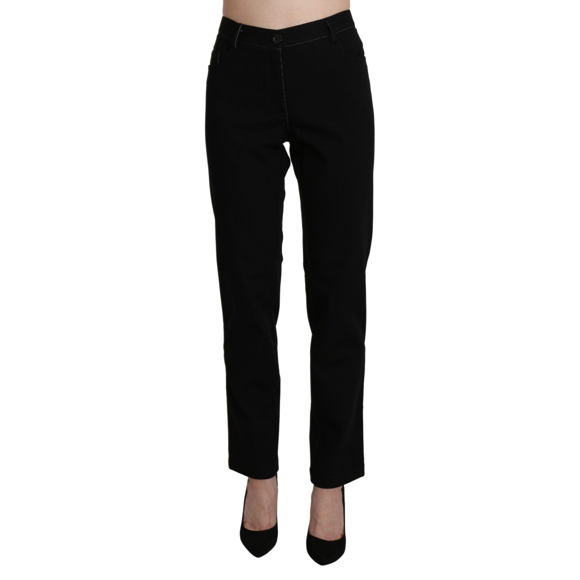 BENCIVENGA Black High Waist Straight Casual Trouser Pant
