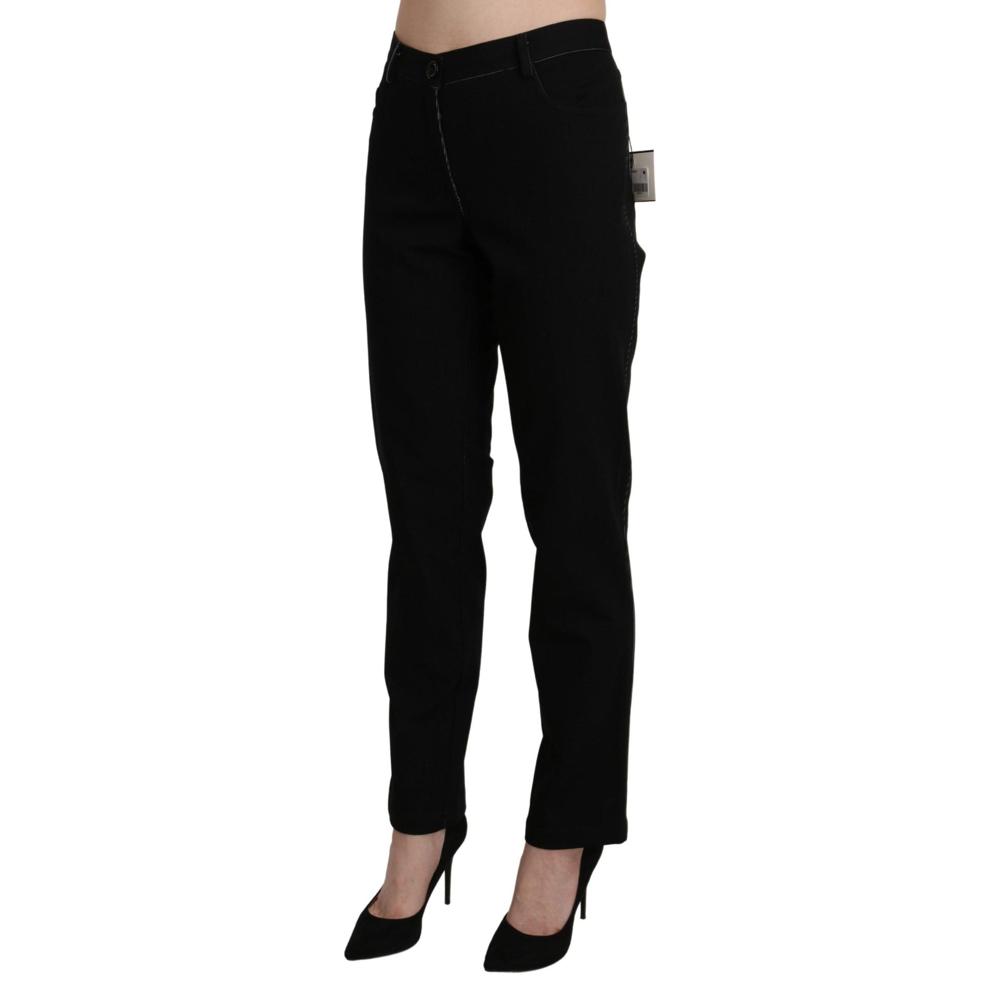 BENCIVENGA Black High Waist Straight Casual Trouser Pant