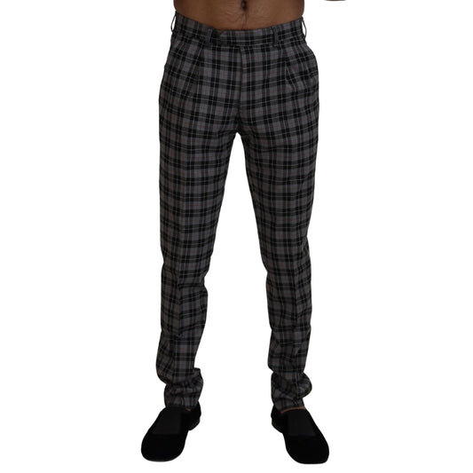 BENCIVENGA Gray Checkered Slim Fit Men Pants