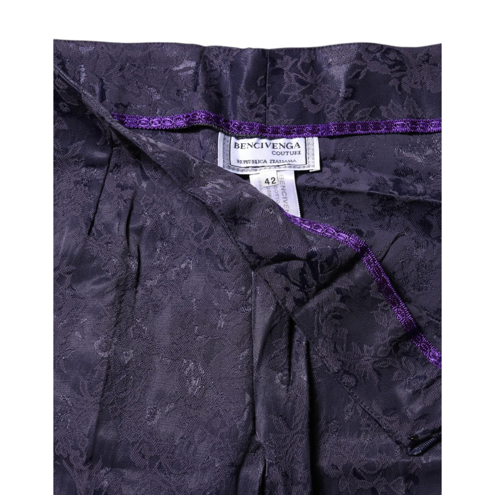 BENCIVENGA Purple Jacquard High Waisted Pants