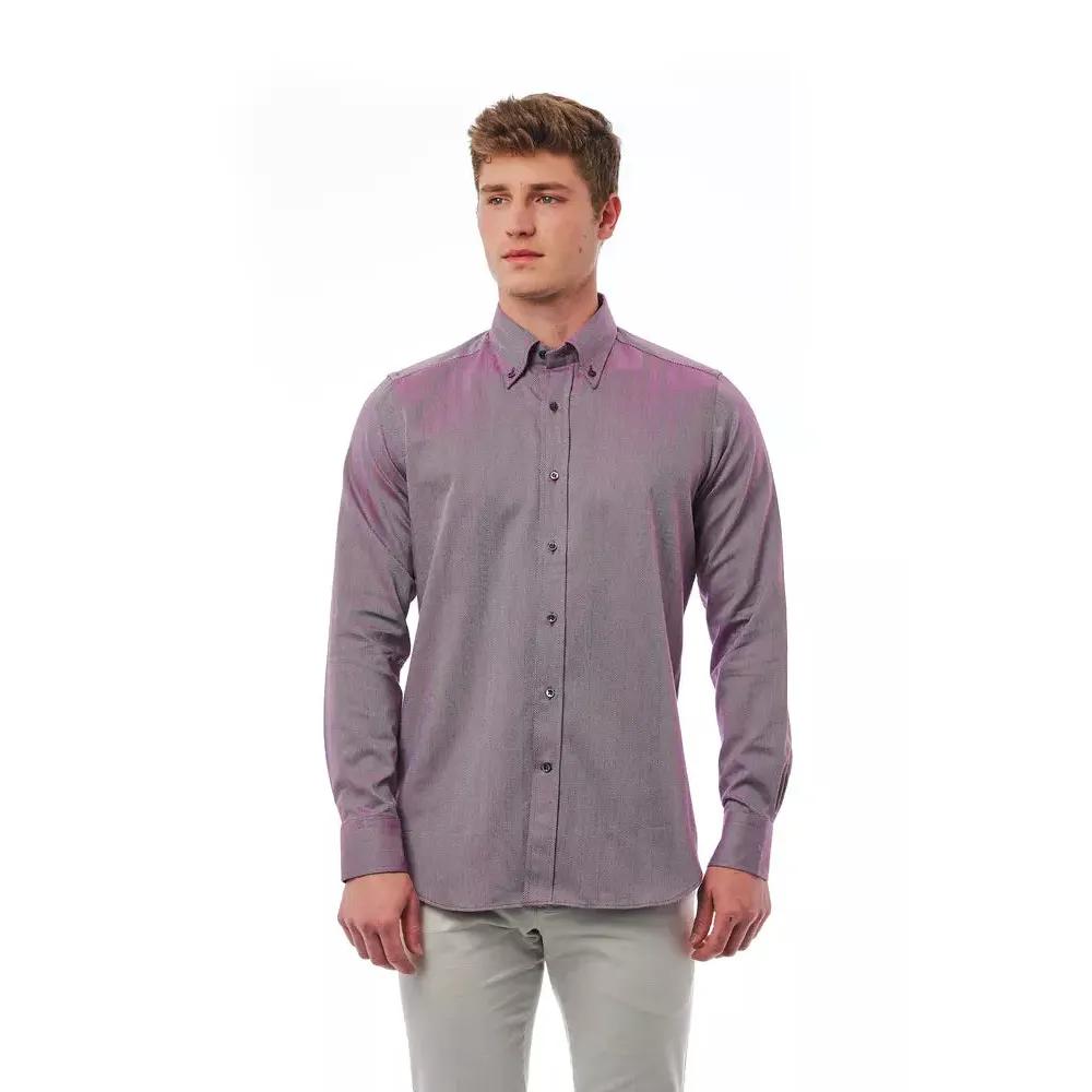 Bagutta Burgundy Cotton Men Shirt