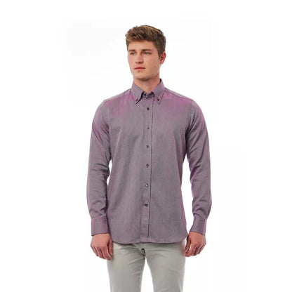 Bagutta Burgundy Cotton Men Shirt