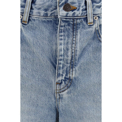 Balenciaga Blue Cotton Cropped Jeans