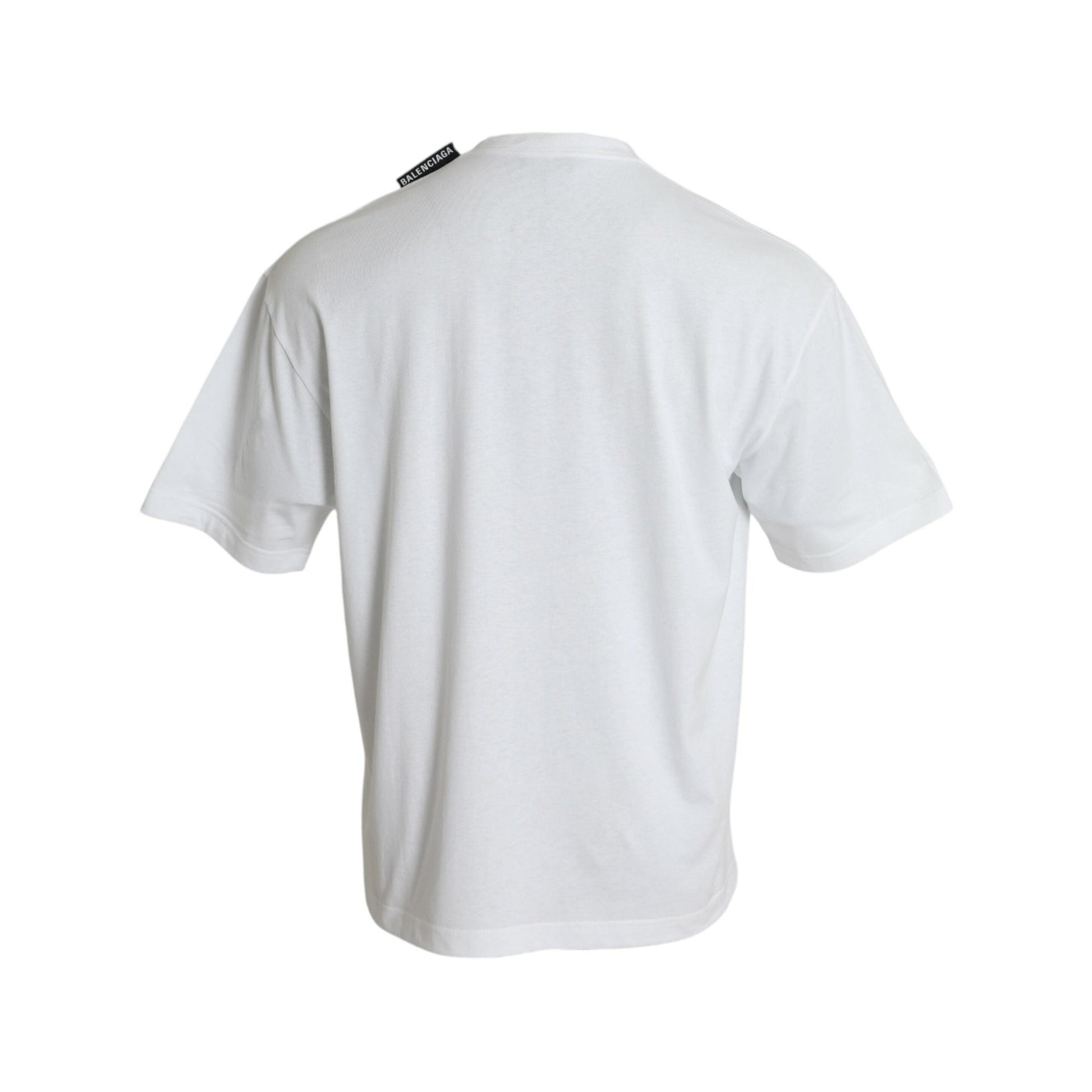 Balenciaga Off White Cotton Jersey Round Neck T-shirt