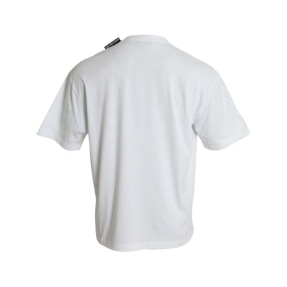 Balenciaga Off White Cotton Jersey Round Neck T-shirt