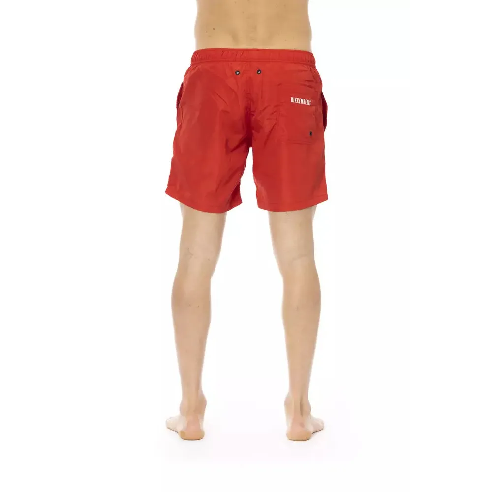 Bikkembergs Red Polyester Men Swim Short