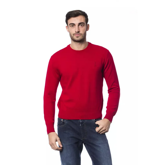 Billionaire Italian Couture Red Merino Wool Men Sweater
