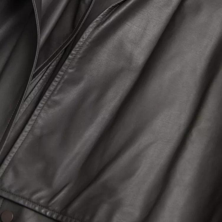 Bottega Veneta Black Leather Men Waterproof Trenchcoat Jacket