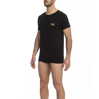 Cavalli Class Black Cotton Men T-Shirt