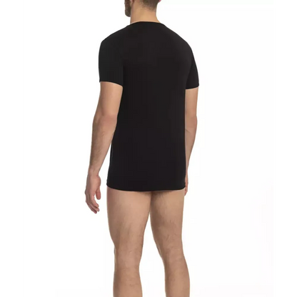 Cavalli Class Black Cotton Men's V-Neck T-Shirt