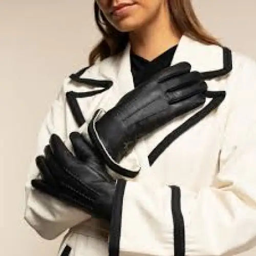 Cavalli Class Black Dame Leather Gloves