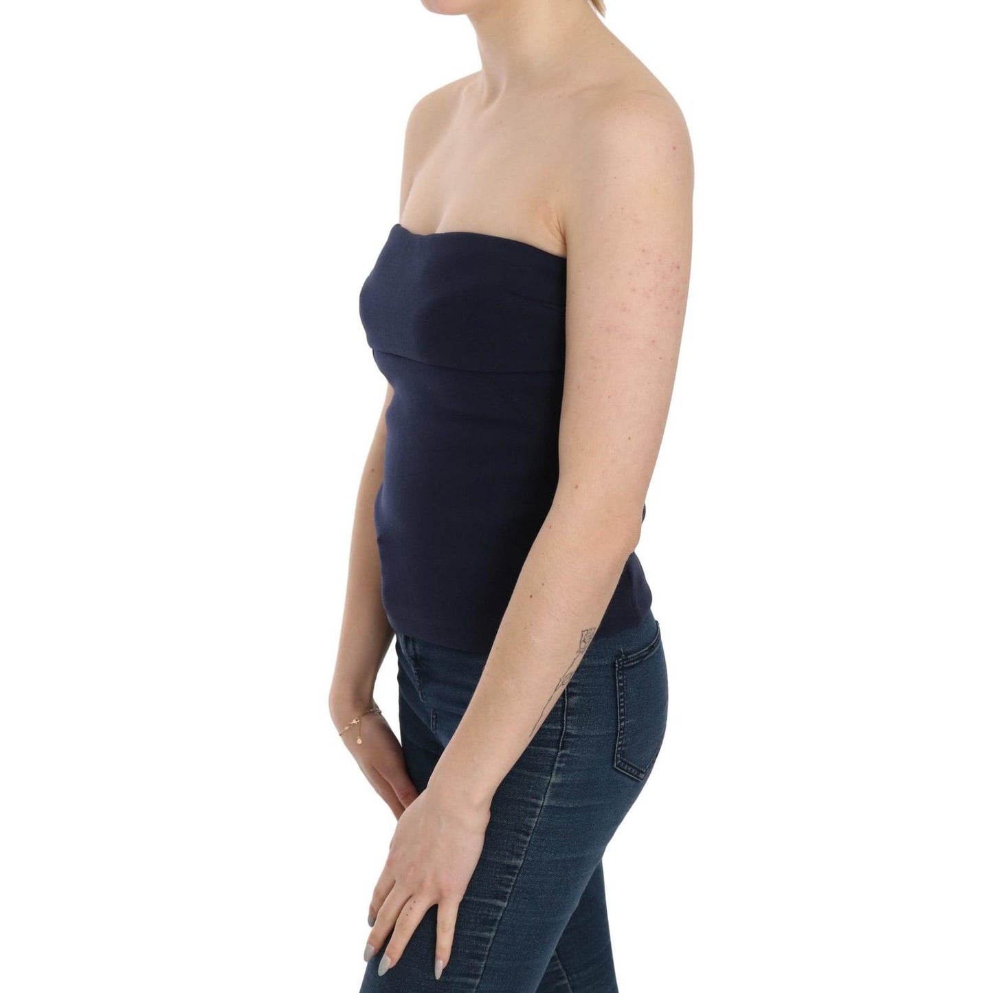 Costume National Strapless Zipper Back Tube Top Blouse