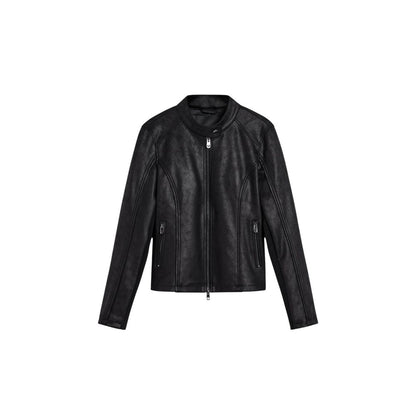 Desigual Black Polyester Leather Jacket