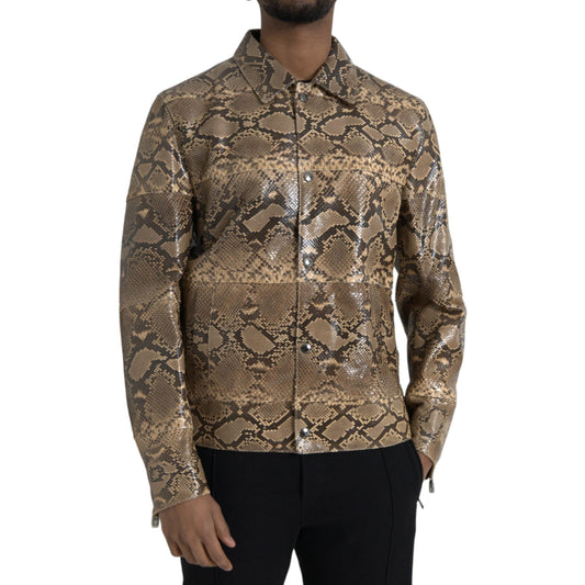 Dolce & Gabbana Beige Exotic Leather Biker Blouson Jacket