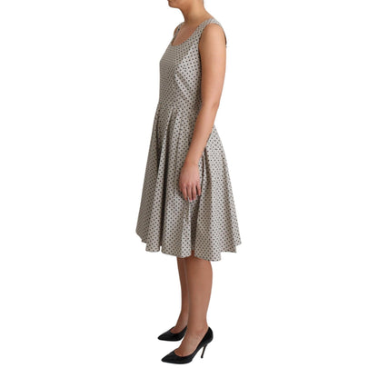 Dolce & Gabbana Beige Polka Dotted Cotton A-Line Dress