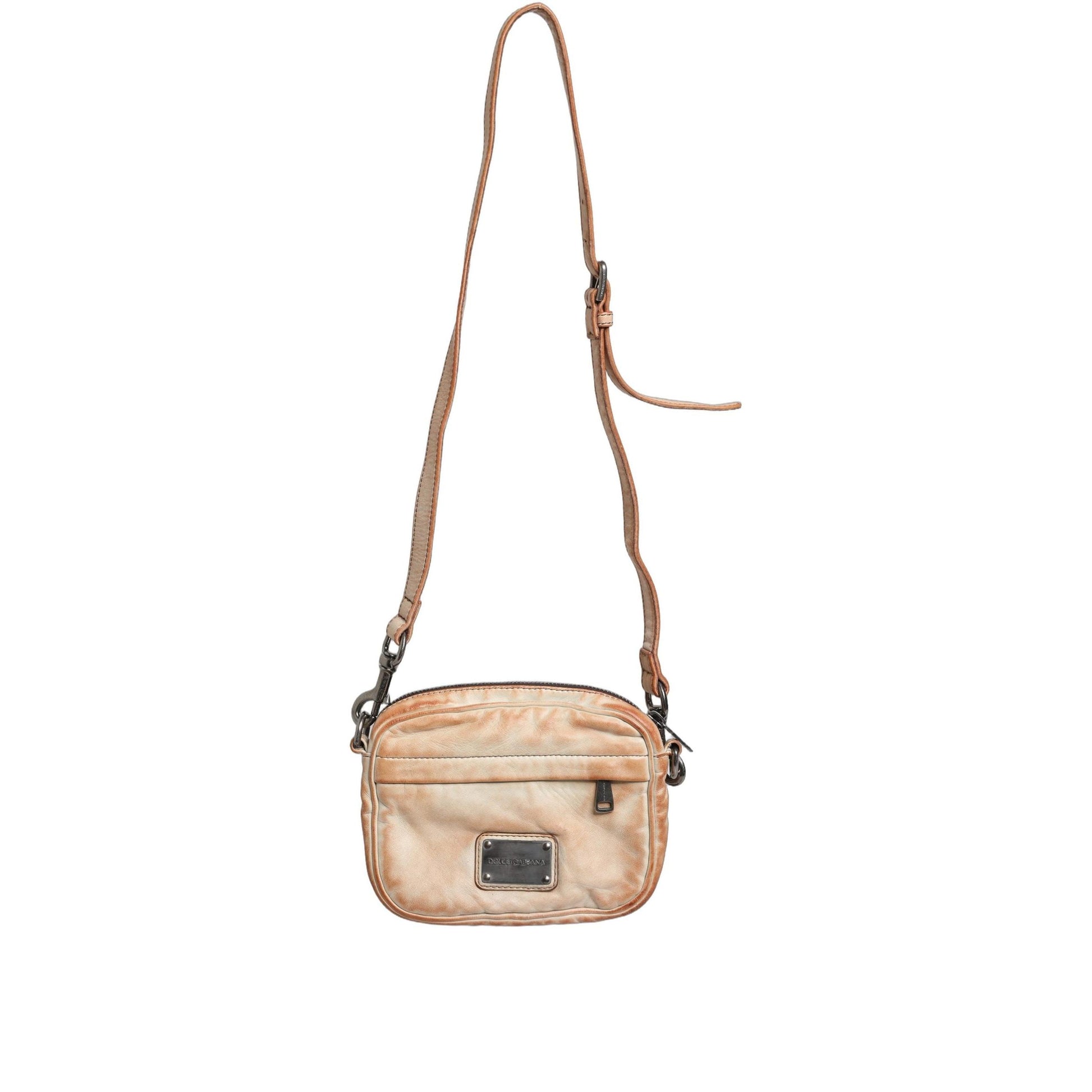 Dolce & Gabbana Beige Vintage Leather Logo Plaque Shoulder Borse Men Bag