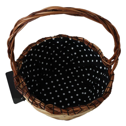 Dolce & Gabbana Beige Wood Wicker Rattan Basket Tote Bag