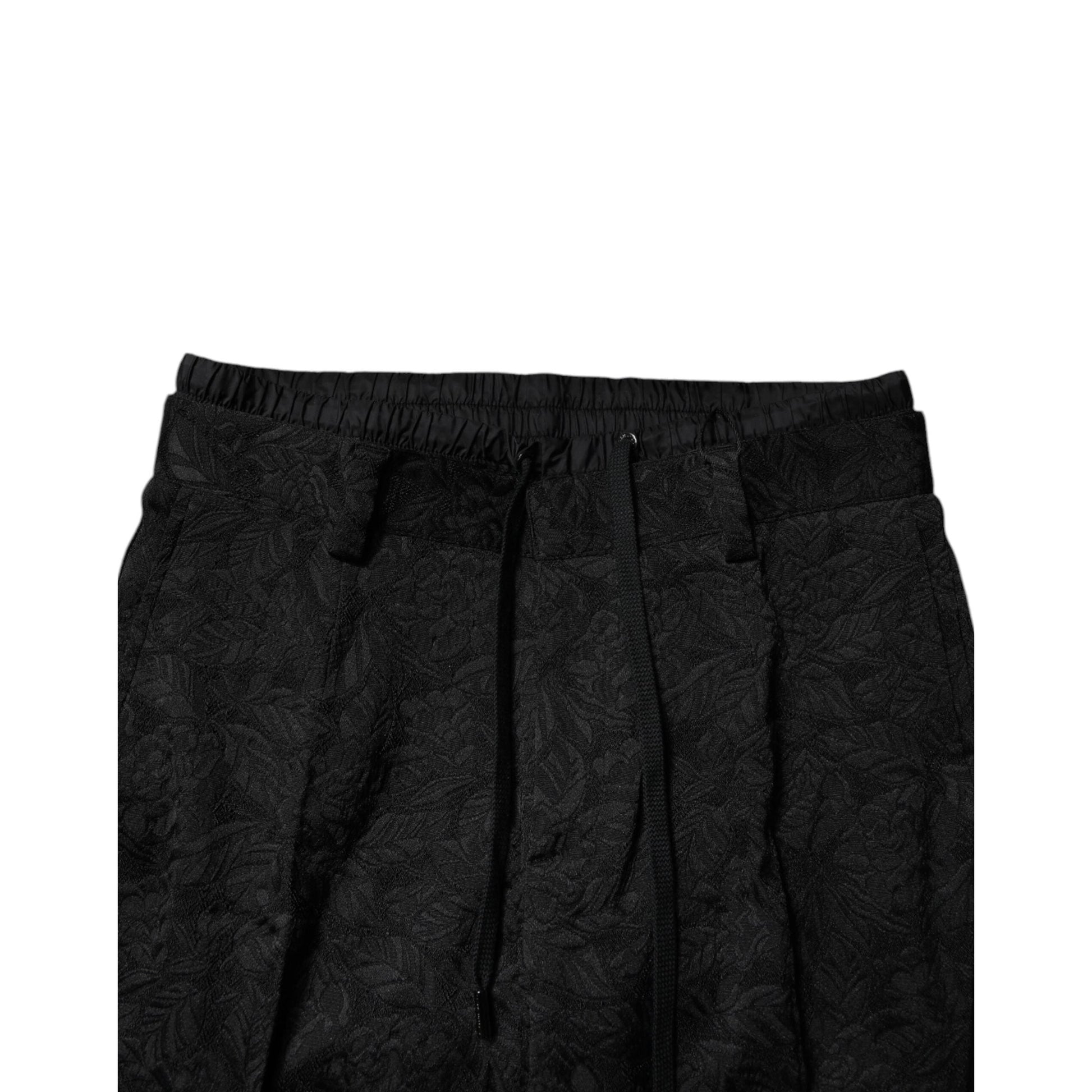 Dolce & Gabbana Black Brocade Polyester Skinny Dress Pants