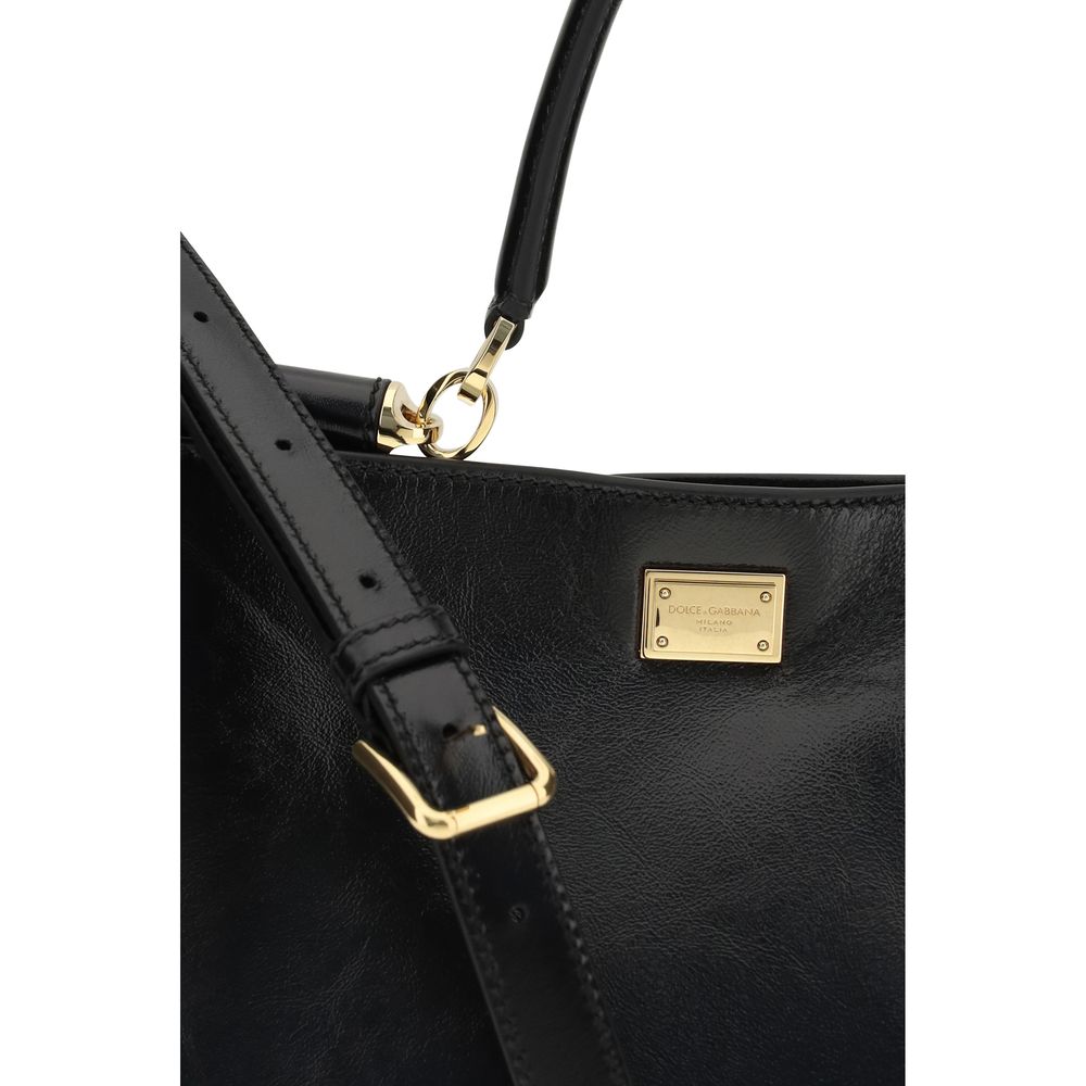 Dolce & Gabbana Black Calf Leather Bos Taurus Shoulder Bag
