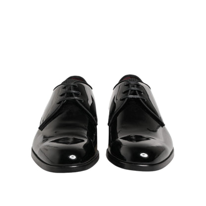 Dolce & Gabbana Black Calfskin Leather Derby Dress Shoes
