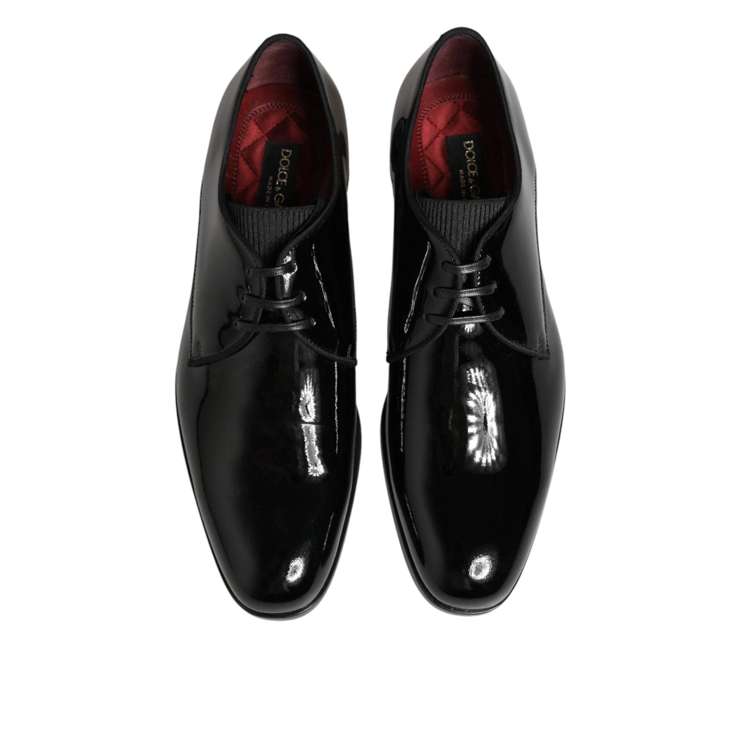 Dolce & Gabbana Black Calfskin Leather Derby Dress Shoes