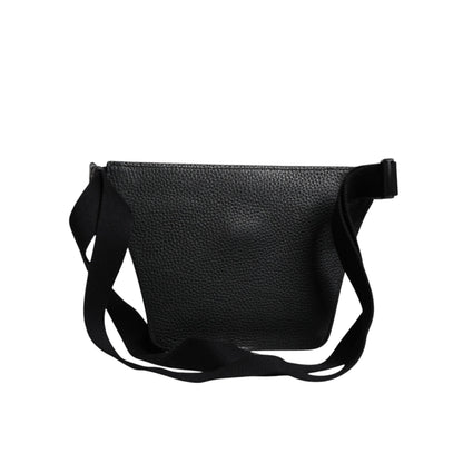 Dolce & Gabbana Black Calfskin Logo Plaque Belt Waist Men Fanny Pack Bag