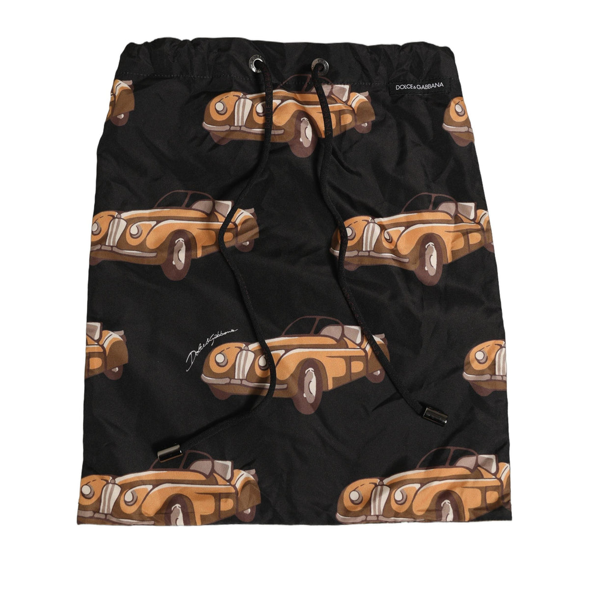 Dolce & Gabbana Black Car Print Swim Trunk Beachwear Swimwear