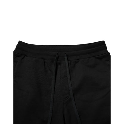 Dolce & Gabbana Black Cotton Logo Tape Men Jogger Pants