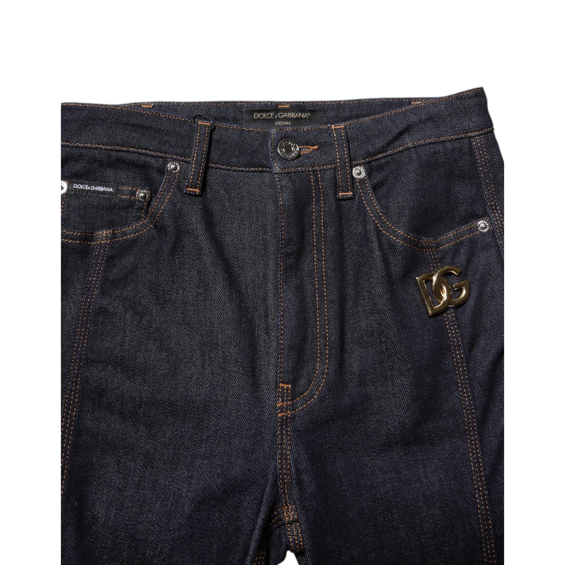 Dolce & Gabbana Black Cotton Mid Waist Bootcut Denim Jeans