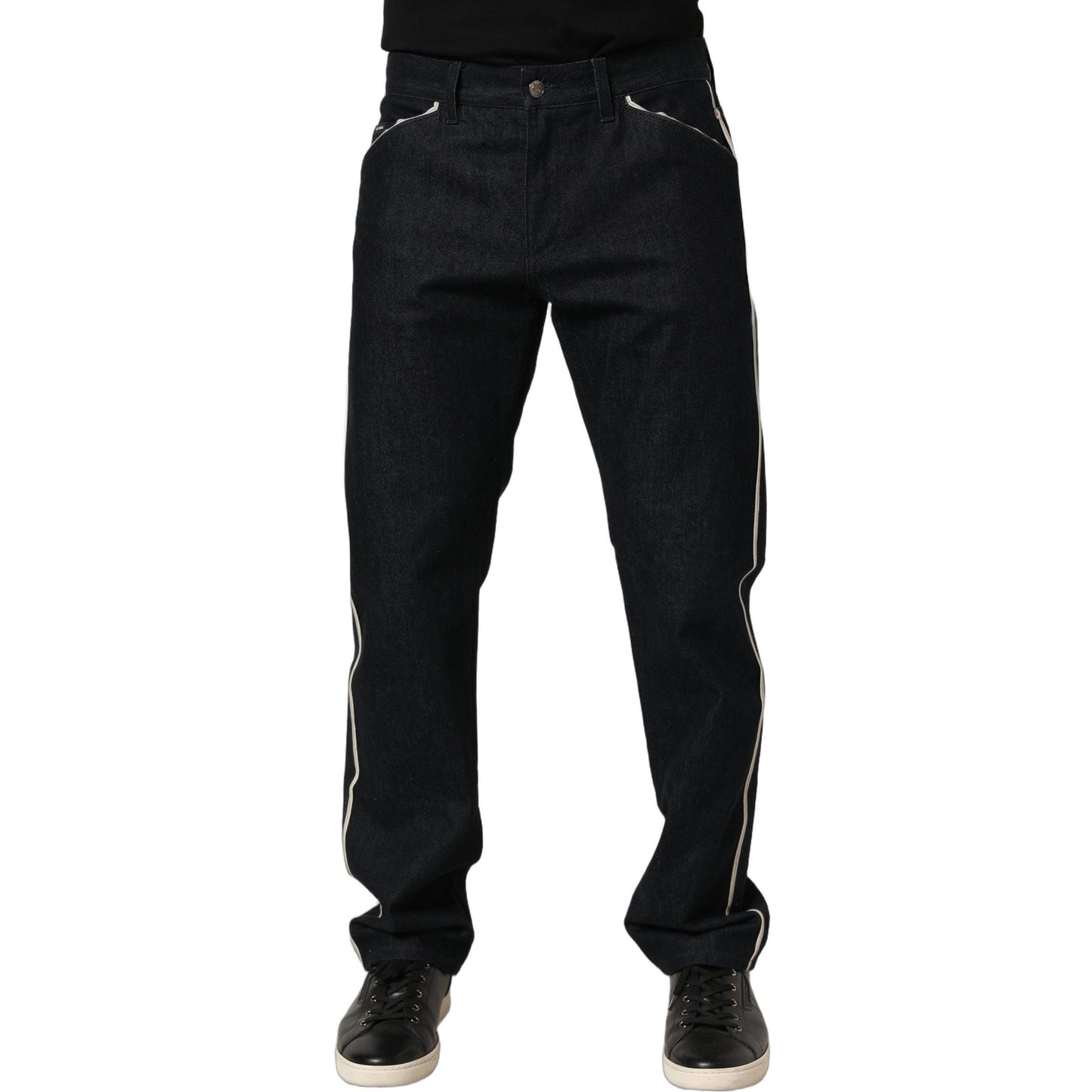 Dolce & Gabbana Black Cotton Mid Waist Classic Men Denim Jeans