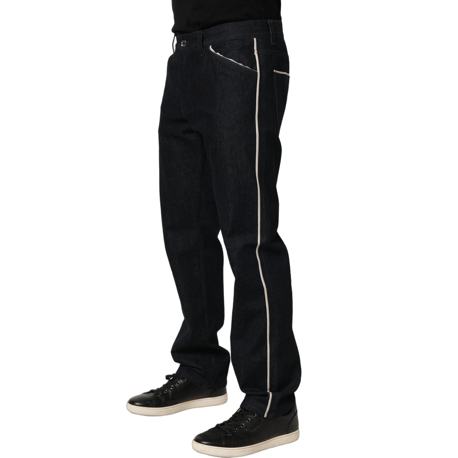 Dolce & Gabbana Black Cotton Mid Waist Classic Men Denim Jeans