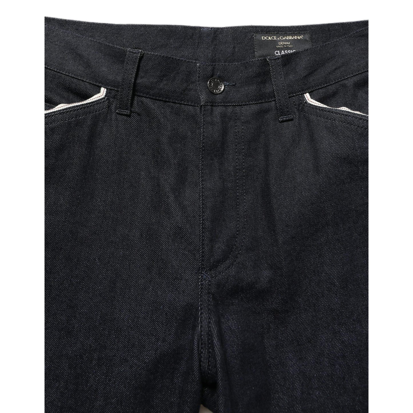 Dolce & Gabbana Black Cotton Mid Waist Classic Men Denim Jeans