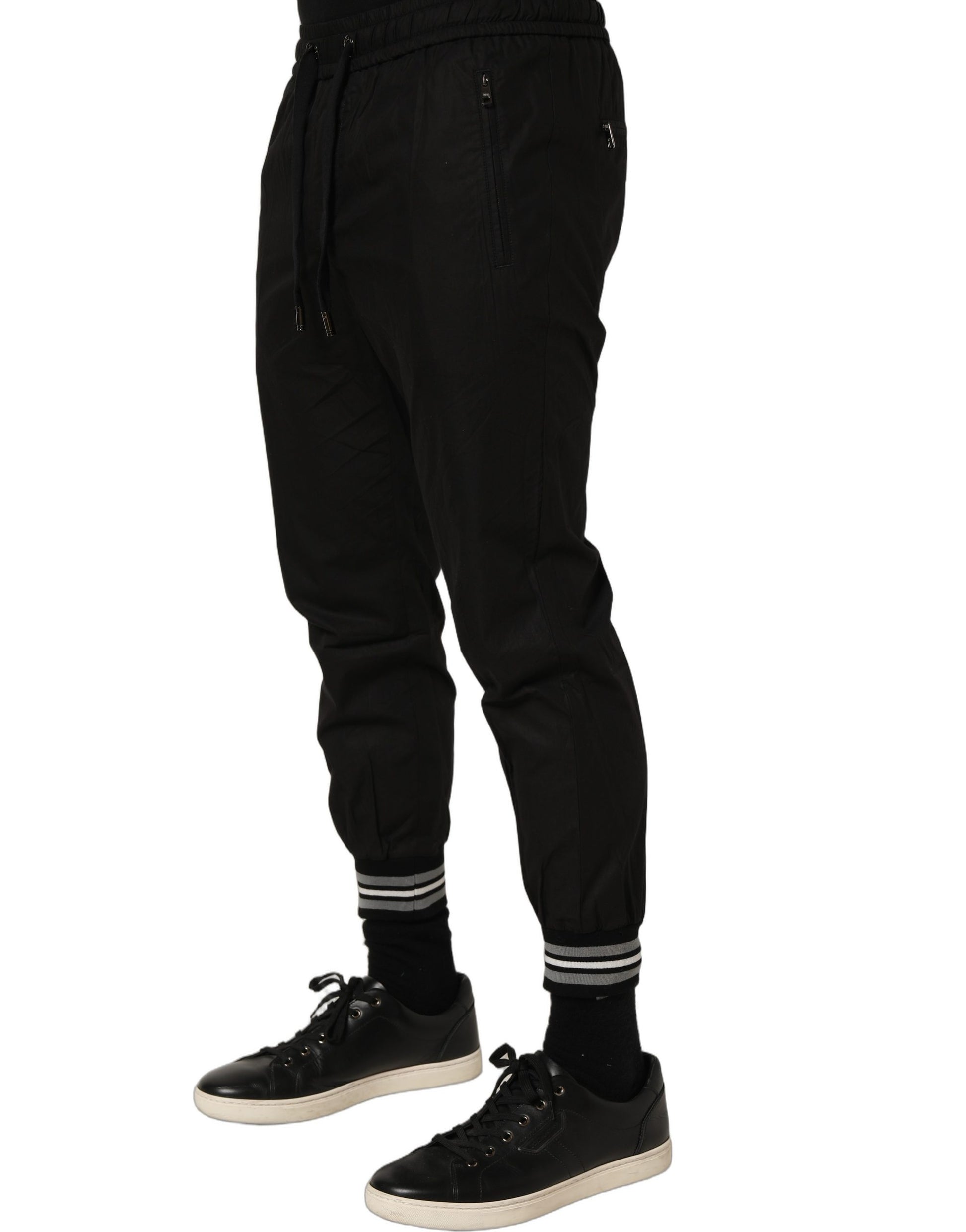 Dolce & Gabbana Black Cotton Mid Waist Jogger Sweatpants Pants