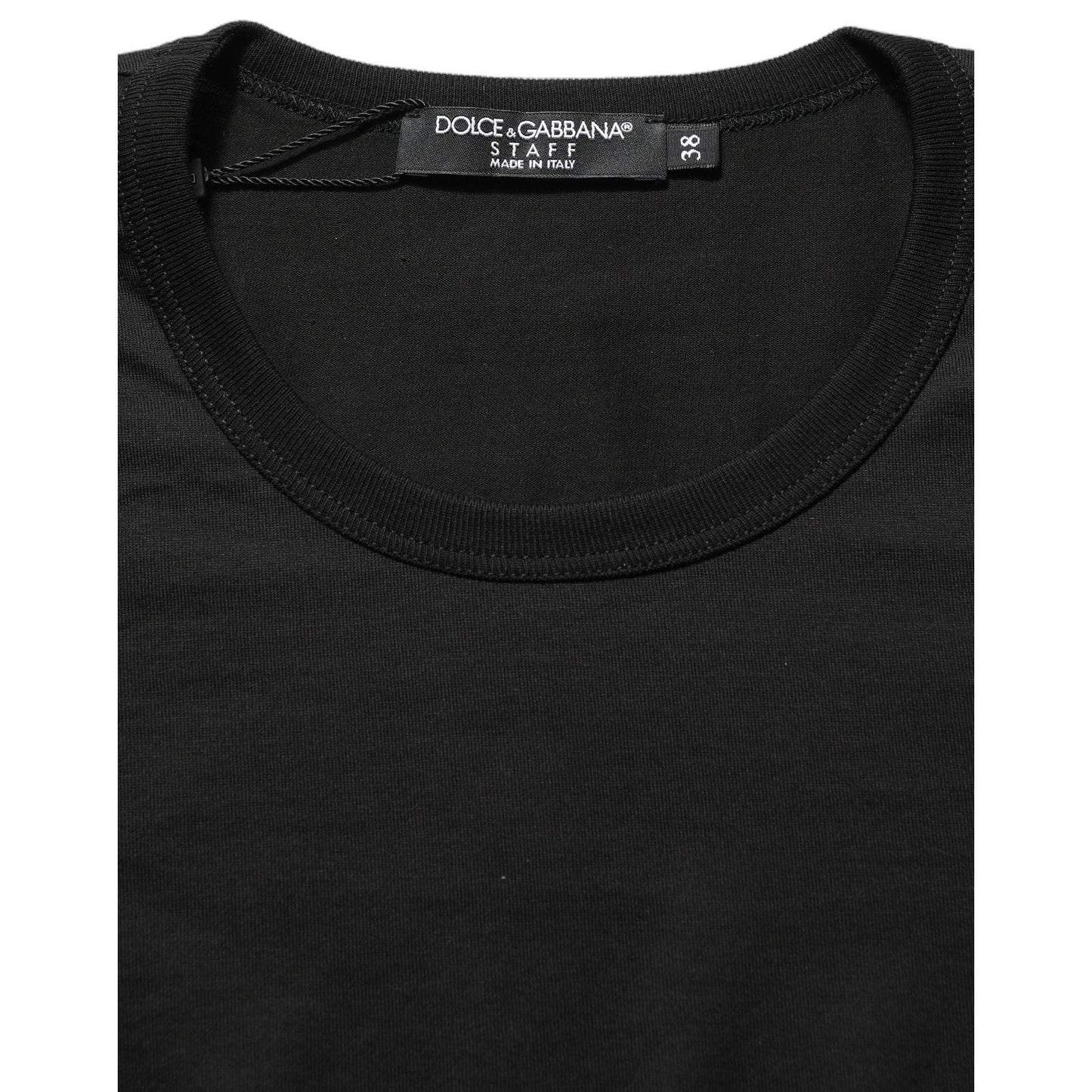 Dolce & Gabbana Black Cotton Round Neck Short Sleeve T-shirt