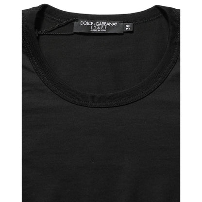 Dolce & Gabbana Black Cotton Round Neck Short Sleeve T-shirt
