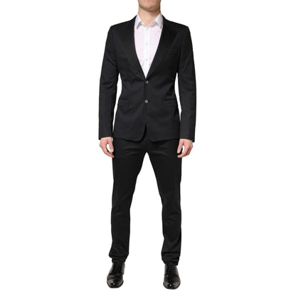 Dolce & Gabbana Black Cotton Single Breasted 2 Piece Suit