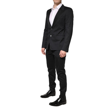 Dolce & Gabbana Black Cotton Single Breasted 2 Piece Suit
