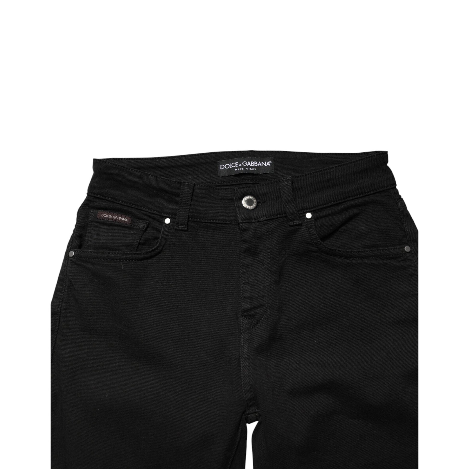Dolce & Gabbana Black Cotton Skinny Mid Waist Denim Jeans