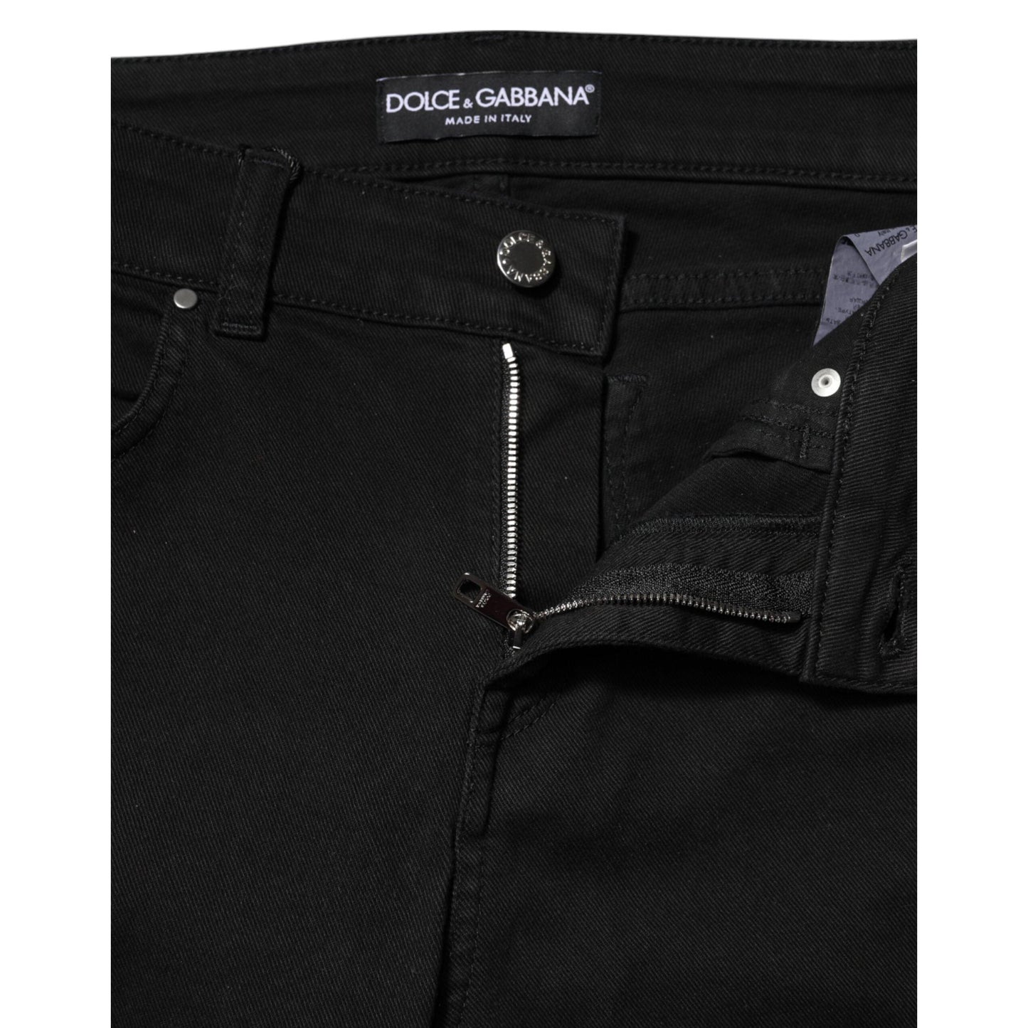 Dolce & Gabbana Black Cotton Skinny Mid Waist Denim Jeans