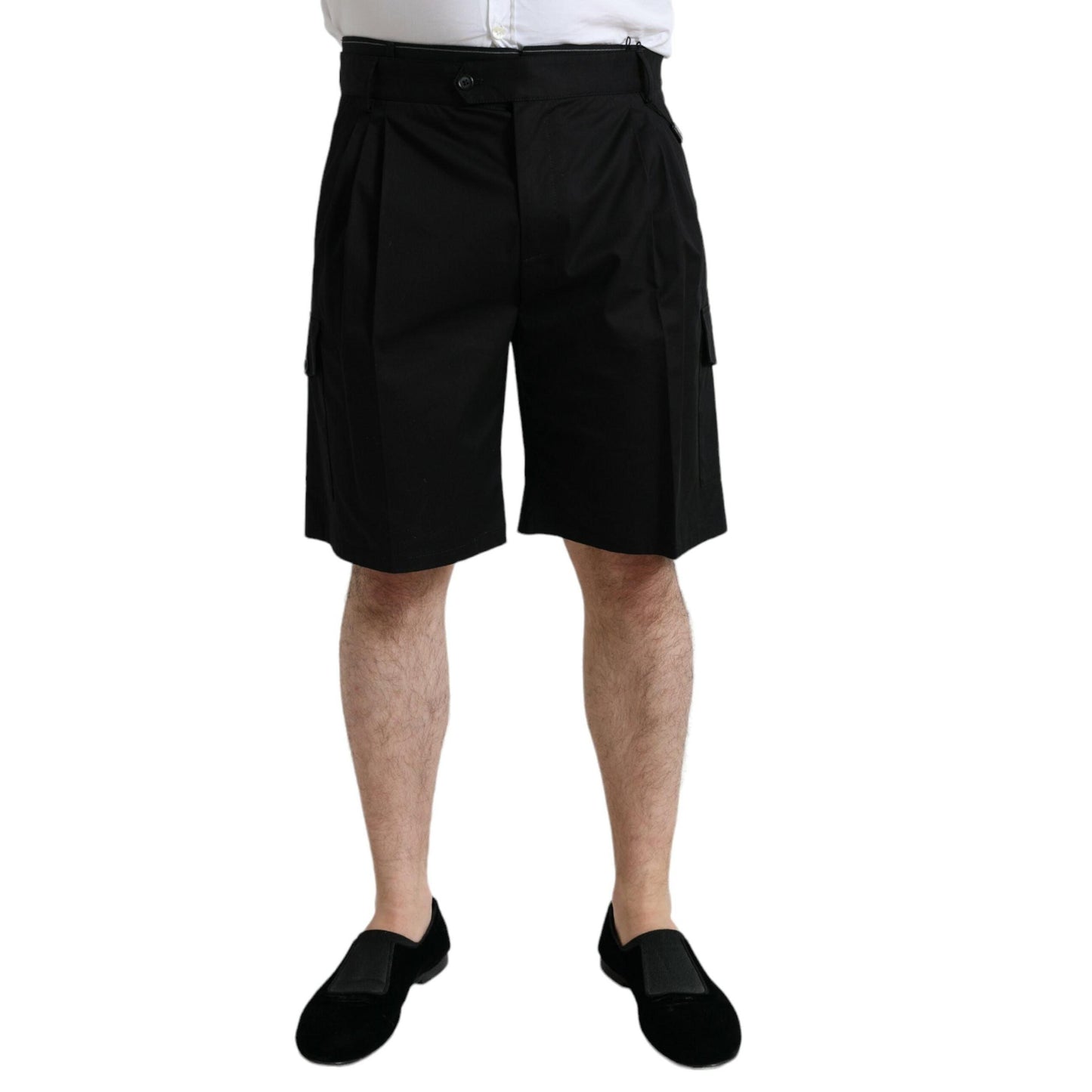 Dolce & Gabbana Black Cotton Stretch Cargo Bermuda Shorts