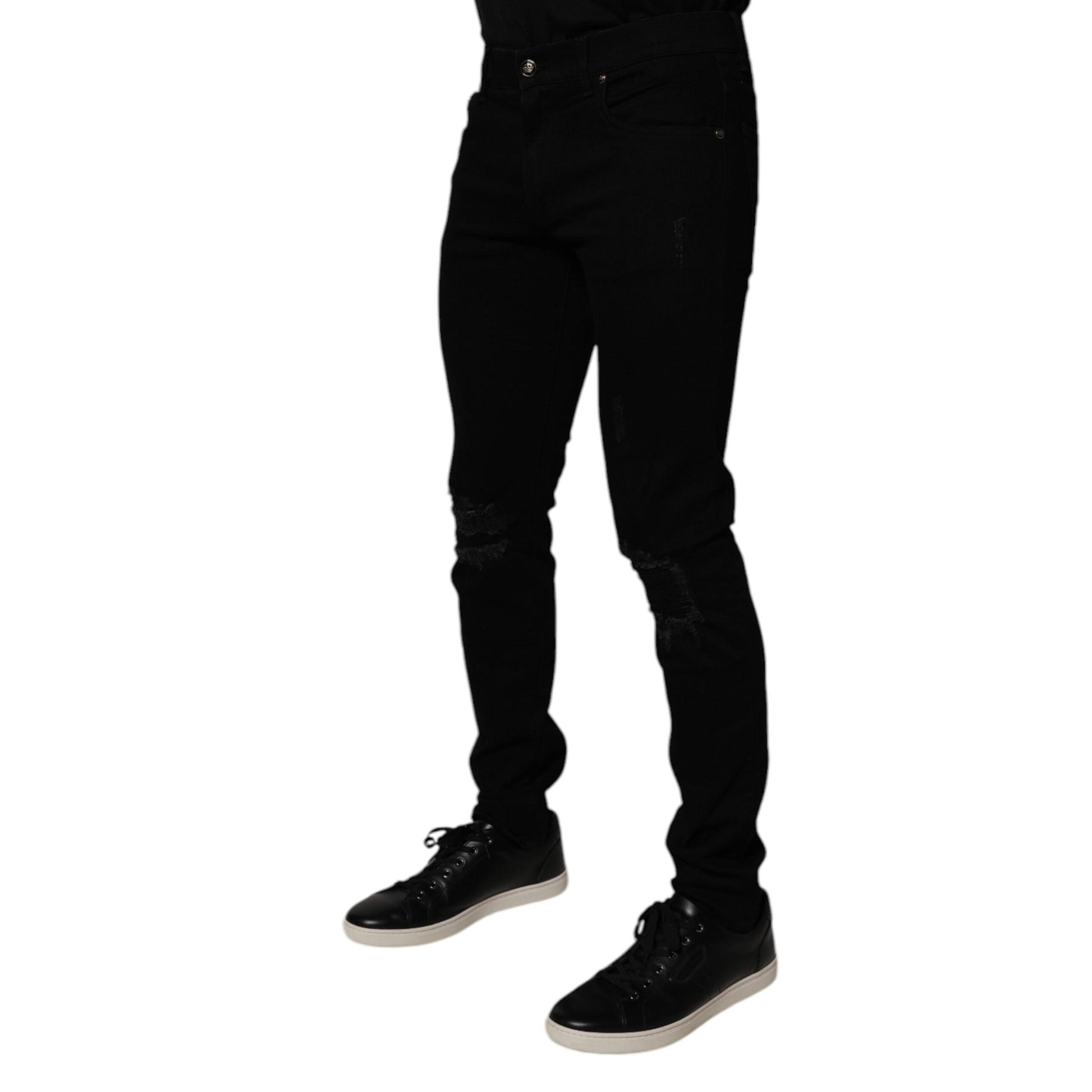 Dolce & Gabbana Black Cotton Stretch Skinny Men Denim Jeans