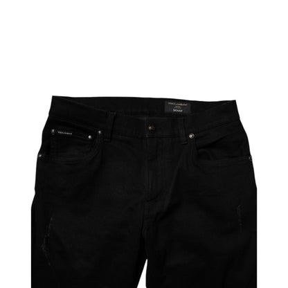 Dolce & Gabbana Black Cotton Stretch Skinny Men Denim Jeans