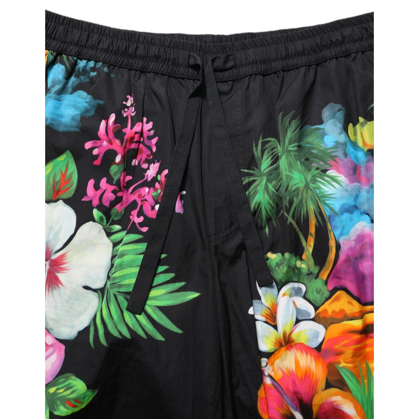 Dolce & Gabbana Black Cotton Tropical Floral Bermuda Shorts