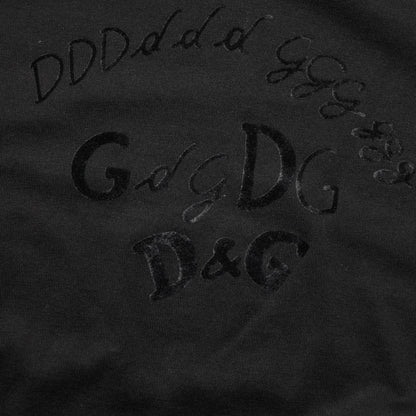 Dolce & Gabbana Black Cotton Velvet Logo Print Men T-shirt