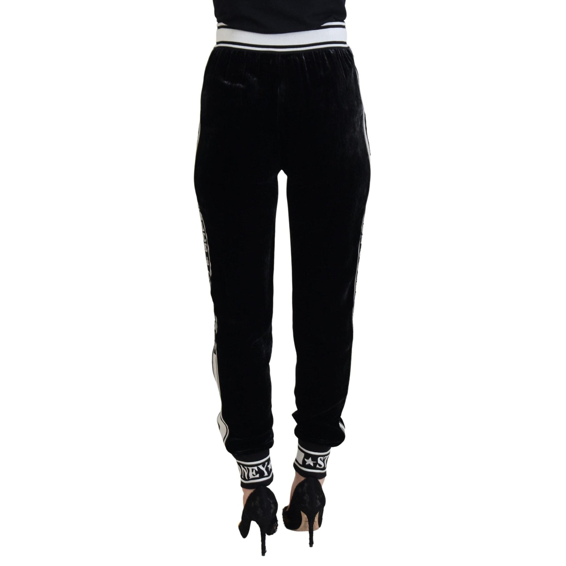 Dolce & Gabbana Black DG Logo Velvet Trouser Pants
